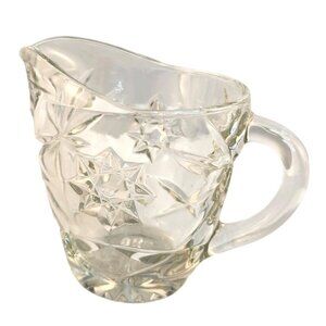 Vintage Anchor Hocking Star Of David Clear Glass Creamer Pitcher Prescut Design